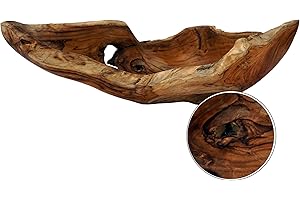 Cepewa Ciotola in Legno di Teak XL, Realizzata A Mano, Grande Ciotola Decorativa per Frutta, Rotonda E Allungata, 50/60 Cm, Legno (Marrone, L Circa 60 Cm)