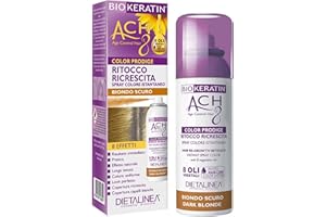 Dietalinea® Biokeratin Ritocco Ricrescita Capelli | Spray Colore per Capelli BIONDO SCURO | Copertura Temporanea dei Capelli Bianchi | Non Macchia | 75ml