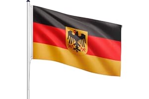 FLAGMASTER Teleskop Fahnenmast Aluminium 6,50m, 5-Fach höhenverstellbar, 30 Verschiedene Fahnen zur Wahl, Komplettset mit Bodenhülse