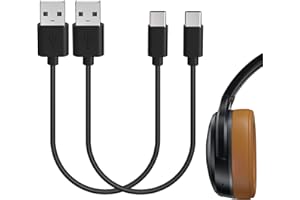 GEEKRIA USB Headphones, Earbuds Short Charger Cable Compatible with Skullcandy Dime 3, Push XT, Indy Evo, Hesh Evo, Riff 2 Charger, USB to USB-C Replacement Power Charging Cord (1ft/30cm 2 Pack)