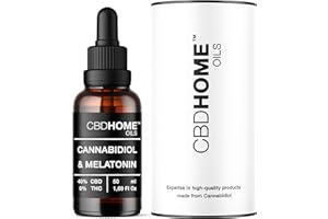 CBD HOME Oils - CBD Oil 40% FORTE 50 ml - Isolated - Aceite de Coco (MTC) y Cañamo Ecológico Enriquecido con 20.000 mg de CBD Puro, Melatonina y Omega 3-6-9. Aceite CBD Certificado - Fabricado UE