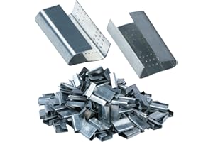 U.S. Solid 200 cintas de embalaje dentadas abiertas para 16 mm de ancho de banda de poliéster (PET), clips de flejado de cinta, clips de flejado de plástico, hebilla de metal