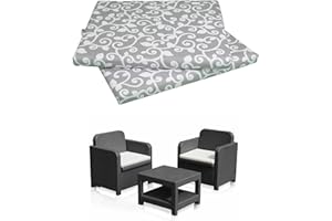 GHIOCUSCINI Cuscino da Giardino per Esterni, Set da 2 PZ. Mis. 58 x 51 SP. 5 cm, per Poltrona, Salotto, SALOTTINO, DIVANETTO Rattan/MIDOLLINO Tessuto COT/POLI Made in ltaly (Fantasia Ramage)