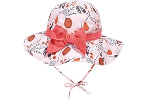 Happy Cherry - Cappello da Sole Estivo Neonato Bambina Bambino Bambini Berretto da Pescatore per Spiaggia Vacanza Viaggio Outdoor Bucket Hat Anti-UV Cappelli con Ala Protezione Solare - 0-6 Anni