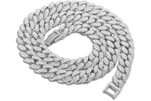 HALUKAKAH Cuban Link Chain for Kids Boys Teenager Iced Out,Gold Chain Miami Choker Necklace Bracelet in 18k Real Gold/Platinum White Gold Plated,Hand Set Lab Diamonds,Fits Ages 8-16 Y/O. with Giftbox