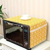 Kienlix Microwave Oven Cover with Side Pockets - Dust Proof Cotton Cover Kitchen Storage(85 x 35 cm) (Yellow)