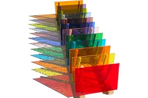 PALJOLLY - Lot de 12 feuilles de verre teinté transparent style cathédrale, 10,2 x 15,2 cm, carreaux de mosaïque en verre pour travaux manuels, vitrail et mosaïque