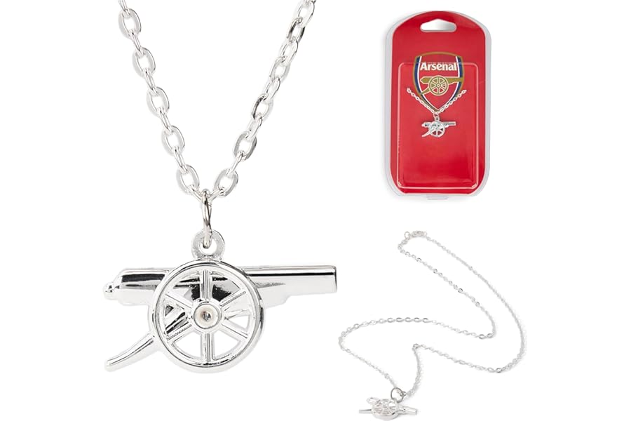 The Gift Scholars Officially Licensed Arsenal FC Cannon Pendant Necklace, Silver Plated Chain, Men's Licensed Accessory