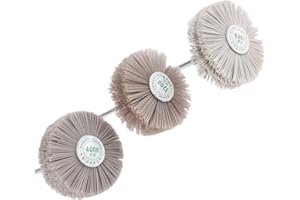 Mtsooning 3Pcs 3 Sizes 320# 400# 600# Nylon Wheel Brush Abrasive Grinding Head with 6mm Threaded Connecting Rod Kit,Woodwork Polish Grinder for Polishing Rust Removal Coating Removal Paint Stripping