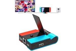Switch TV Dock - Estación de Carga Plegable Tendak para Nintendo Switch/Switch OLED, Switch Tipo C TV Estación Base con Adaptador HDMI, 1000Mbit RJ45 Adaptador Ethernet y 2X Conectore USB