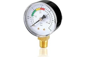 CDDCWZ Manómetro de Piscina de 1/4 de Pulgada, manómetro de Agua, Sistema de Filtro de Arena, 0+3 Bar/PSI, Ø50 mm, manómetro de Agua preciso para Piscinas y estanques de Peces