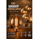 Edison G95 Dekoratif Ampul, E27 Duy, LED Filament, Sıcak Beyaz (2200K), 300 L&uuml;men, Dimmerlenebilir