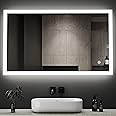LED Badspiegel 60x100 Cm – Dimmbare Beleuchtung, 3 Lichtfarben, Touch-Schalter