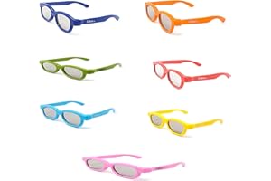 ULTRABYEASYPEASYSTORE Ultra Rainbow Pack mit 7 Paar Passiven 3D-Brillen für Kinder zur Verwendung mit Allen Passiven Fernsehern Kino-Projektoren und RealD-Filmen Kreisförmig Polarisiert, 3D-Brillen