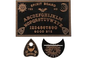 Ieron Ouija-Brett und Tarotkartenhalter-Set, schwarzes Holz-Spirit-Brett, Wünschelruten-Wahrsager-Bretter, Sprechbretter mit Planchette für Hexereibedarf