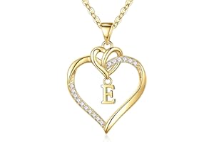 TINGN Weihnachtsgeschenke für Frauen, Halskette Damen 14K Gold/Weißgold Vergoldet Herz Zirkonia Anhänger Buchstaben Kette Damen Geburtstag Weihnachten Geschenk für Frauen Freundin Mama Mädchen Schmuck