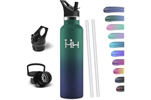 HoneyHolly Botella Agua Acero Inoxidable, 1000ML Reutilizable Sin BPA, Botella Agua Termica, Botella Agua, Aislamiento Al Vacío de Doble Pared, Termos, Cantimplora para Adultos, Deporte