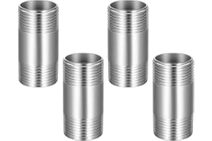 SiGuLiKeJi Lot de 4 raccords de tuyau filetés BSP mâle 3/4 vers mâle de 1,9 cm, raccords en acier inoxydable de 50 mm pour raccord de tuyau de conversion