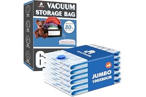 CaptainFive 6 Piezas Bolsas Vacio Ropa Grandes-100 x 80 cm, Bolsas Vacio Ropa Viaje Reutilizable, Ahorra Espacio, para Edredones, Almohadas, Mantas