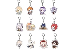 WKxinxuan Llaveros de Genshin Impact, 12 Piezas Genshin Impact Keychain, Llaveros Coche llaveros Personalizados Anime Acrylic Pendant Anime Anillas Llaveros Mini Versión Llavero Mujer para Fans