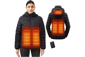 Mincoo Chaqueta Calefactable con Batería 10000mAh, Chaquetas con Calefaccion Hombre y Mujer con 5 Zonas, 3 Temperaturas, Control Doble, Ideal para Senderismo, Esquí y Acampar