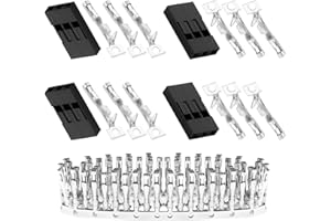pzsmocn 50 Ensembles / 200 Pièces pour Connecteur Adaptateur Dupont 2,54 mm Pas 3-Broche Boîtier Femelle Borne de Prise Noire Câble Compatible 30-26 AWG Accessoires, Kit Broches à Sertir D'en-Tête