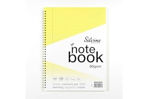 Silvine A4 Yellow Paper Dyslexia Notebook - Lined with Margin (100 Pages)