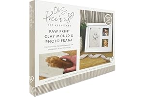 OH SO PRECIOUS PET KEEPSAKES Paw Print Clay Mould & Photo Frame Kit for Dog or Cat | Pet Memorial Keepsake | Easy Home Use | 250g Air Drying Clay | Wooden Roller & Glue Included