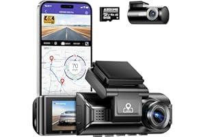 AZDOME Cámara de Coche Front 4K y Rear 1080P con 5GHz WiFi GPS Dashcam Grabadora Ultra HD Dash CAM de Gran Ángulo con G-Sensor, Modo de Estacionamiento, Detección de Movimiento, Tarjeta SD(M550Pro)
