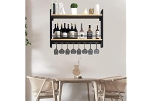 KEPMOGOH Botellero De Hierro De 2 Niveles De Estilo Industrial, Enfriador De Vino Montado En La Pared con Botelleros Botellero De Almacenamiento Multifuncional(60cm/23.6in)