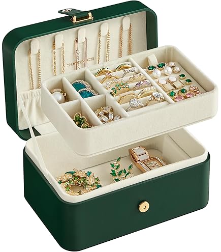 Zerimar Portagioielli Da Viaggio In Vera Pelle, Organizer Con Scomparti, 19x16,5 Cm, Colore Tan - 4