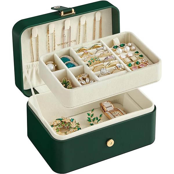 MengH-SHOP Scatole di Gioielli Donna Viaggio Organizzatore di Gioielli Multifunzionale Piccolo Jewelry Stoccaggio Caso per Anelli, Orecchini, Collane, Bracciali, Pelle