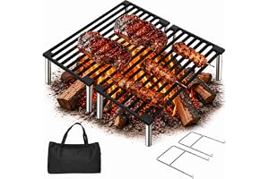 Denmay 40,6 x 40,6 cm, hopfällbar grillgaller med ficka, kolgrill, hopfällbar grillgaller med bärväska och handtag, utomhusgrillgaller för trädgårdsfester, picknick, terrass
