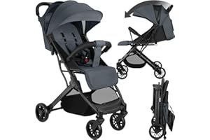 tectake® Poussette compacte 0-36 mois Pliable avec Panier de rangement Dossier inclinable Harnais 5 points Poussette compacte & légère Poussette voyage Accessoires Bébé Nouveau né Enfant Baby stroller