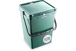 Tomaino - Pattumiera Raccolta Differenziata 10 lt - Bidone Umido, Vetro, Carta e Plastica con Manico Anti Randagismo - Cestino Secchio Spazzatura per Cucina ed Esterno - Verde