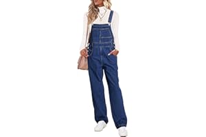 Vetinee Womens Denim Dungarees Loose Fit Wide Leg Bib Stretch Baggy Jeans Jumpsuit Overalls Y2K Comfy