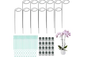 FALSKT 12 Pezzi 40 CM Supporto per Steli Piante, Sostegno per Piante Fabbricati in Mtallo, Supporti per Orchidee, Supporto per Steli con Anello, per Orticoltura, Ortaggi, Pomodori, Peperoni, Verde