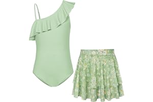 GRACE KARIN Mädchen Badeanzug mit Rock 6-14 Jahre Kinder One Piece Swimsuit Einteiler Schwimmanzug