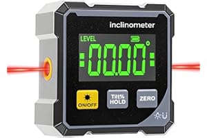 MUMISUTO Digital Angle Finder with Laser, USB Rechargeable Magnetic Digital Spirit Level, Strong Base & LCD Display Backlight Protractor Inclinometer, Spirit Level Angle Finder Tool