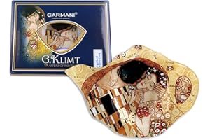 Carmani - Elegante Dish Holder Bolsa de té en la tetera de forma, decorado con 'El Beso' de Gustav Klimt