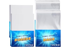 Epakh 60 Set Silver Age Comic Book Bags and Boards 7.68 x 10.83 Inches Reusable Clear Comic Book Sleeves and Boards for Magazine Storage
