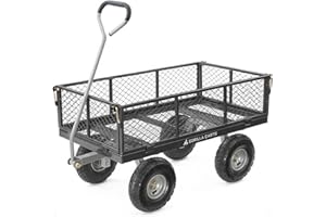 GORILLA CARTS Gorilla Wagen, 362,9 kg Kapazität, robust, Robustes Stahlgeflecht, wandelbar, Flachbett, Garten, Outdoor, Transport, Nutzfahrzeug, Wagon, Wagon, Wagon, schwarz