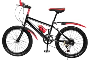 FUNYSF Vélo VTT 20 pouces 6 vitesses pour enfant garçon fille VTT enfant VTT à double disque en acier carbone pour les déplacements et l'équitation en ville