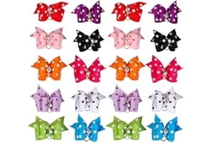 UEETEK 20pcs Lovely Pet Dog Hair Bows Accessories Cat Puppy Hair Clips with Rubber Bands PolkaDot