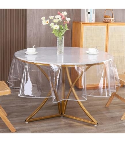 Rond transparant tafelkleed, tafelkleed helder plastic, waterdichte PVC-tafelbeschermer tafelkleed met voor ronde eettafel-transparante keuken,Diameter 160CM