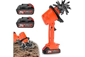 AISNY Motoazada Bateria, 21V Motocultor Electrico con 2 Baterías 3000mAh Azadas para el Huerto con 4 Cuchillas de Metal 10cm Ancho de Trabajo 10cm Profundidad de Trabajo 235rpm Velocidad