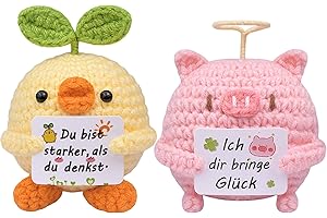 Mwmoeen Pocket Hug Glücksschweinchen und Küken, 2 Stück Glücksbringer Positive Tiere Puppe Beste Freundin Geschenke für Freundin Frauen(C34)