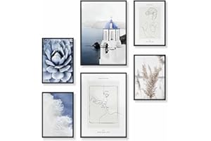 Heimlich Cuadros Decorativos - SIN Marcos -Decoración Colgante para Paredes de Sala, Dormitorios y Cocina - Arte Mural | 2 x A3 & 4 x A4-30x42 & 21x30 | » Mar Beso Mujer «