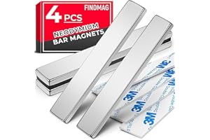 FINDMAG 4 Stück 60 x 10 x 3 mm Magnete Stark, 8 kg Zug Starker Neodym Magnet Selbstklebend Stark, Kühlschrankmagnete, Magnete für Magnettafel, Seltenerdmagnete mit doppelseitigem Klebstoff
