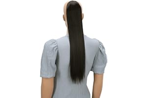 CAISHA by PRETTYSHOP 60cm Postiche Avec 2 Rubans Natte Queue De Cheval Extensions De Cheveux Raide Brun Chocolat HC8